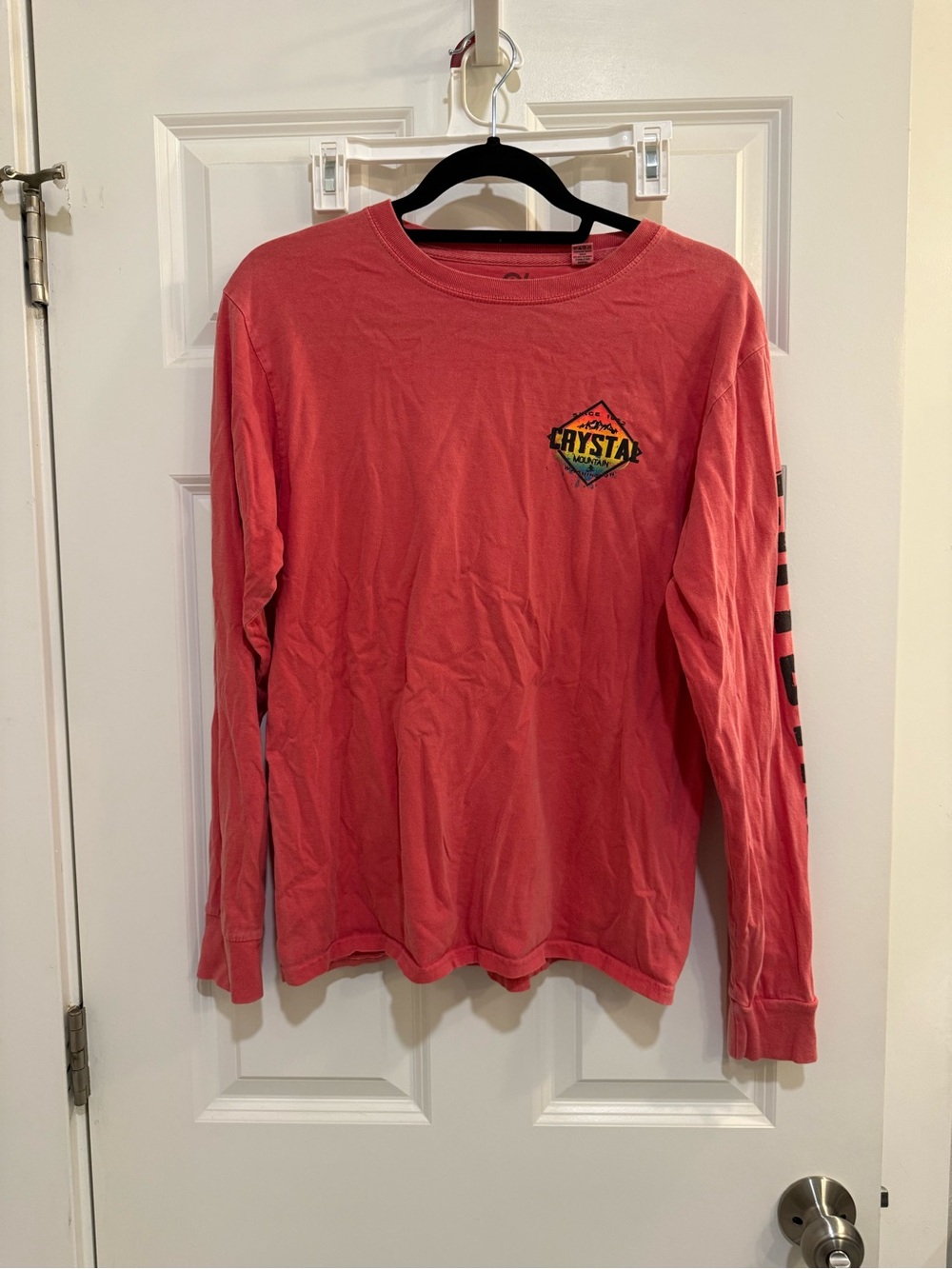 Blue 84 Coral-Red Long Sleeve Crewneck with Chest Patch